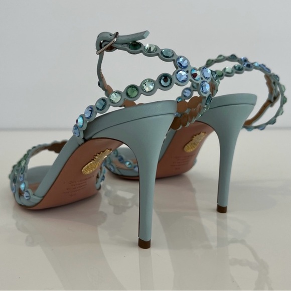 AQUAZZUA BLUE TONE CRYSTAL SANDALS 85MM SIZE IT 38 / US 8 NIB! - Picture 12 of 17